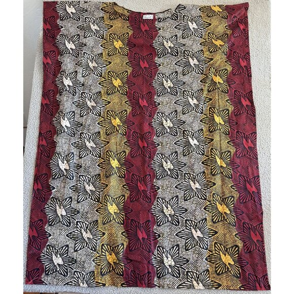 Vintage Bea Taylor Caftan Dress Batik Floral Boho Maxi 70s - Picture 1 of 7